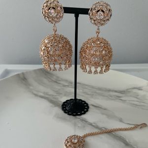 AD Rose Gold Jhumki Set